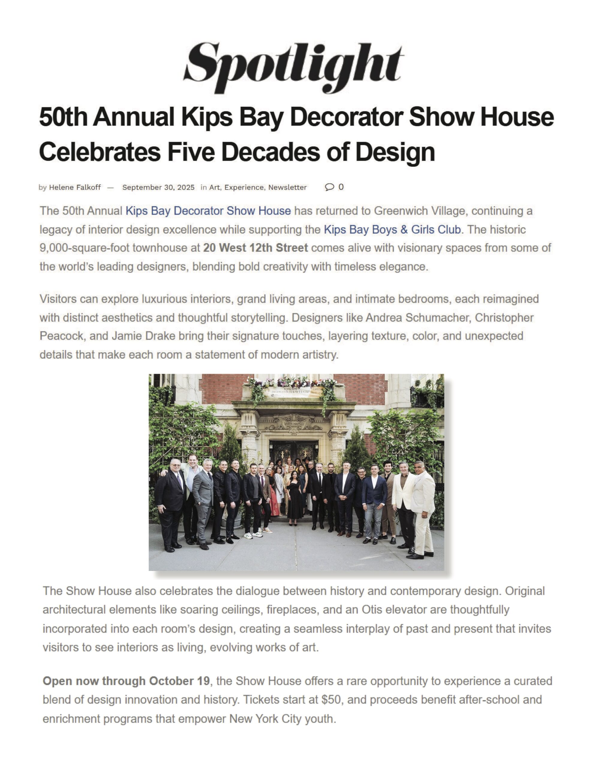 Andrea Schumacher Interiors kips bay decorator show house 50th anniversary New York city