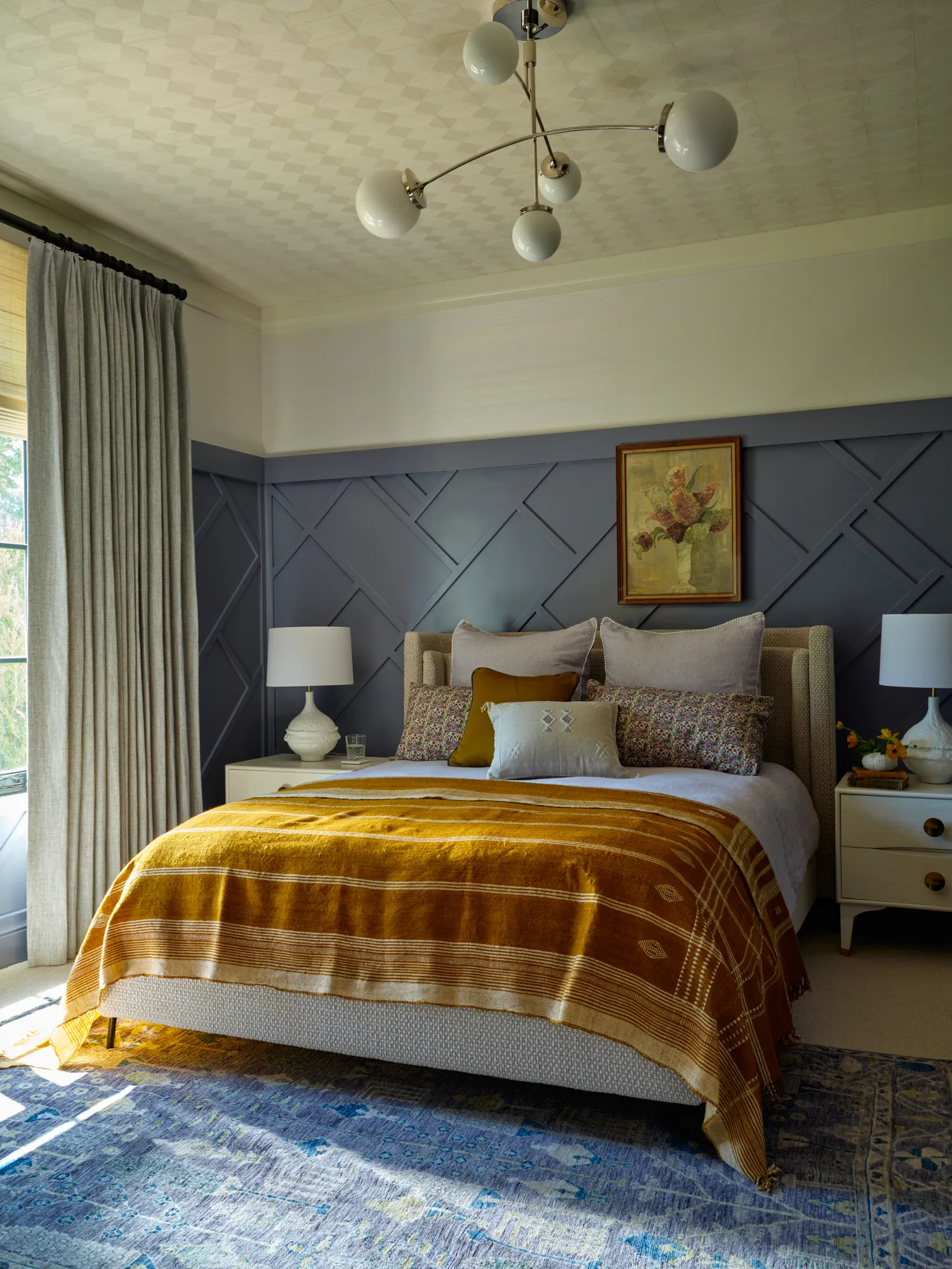 Cherry Hills bedroom neutral tones upholstered headboard