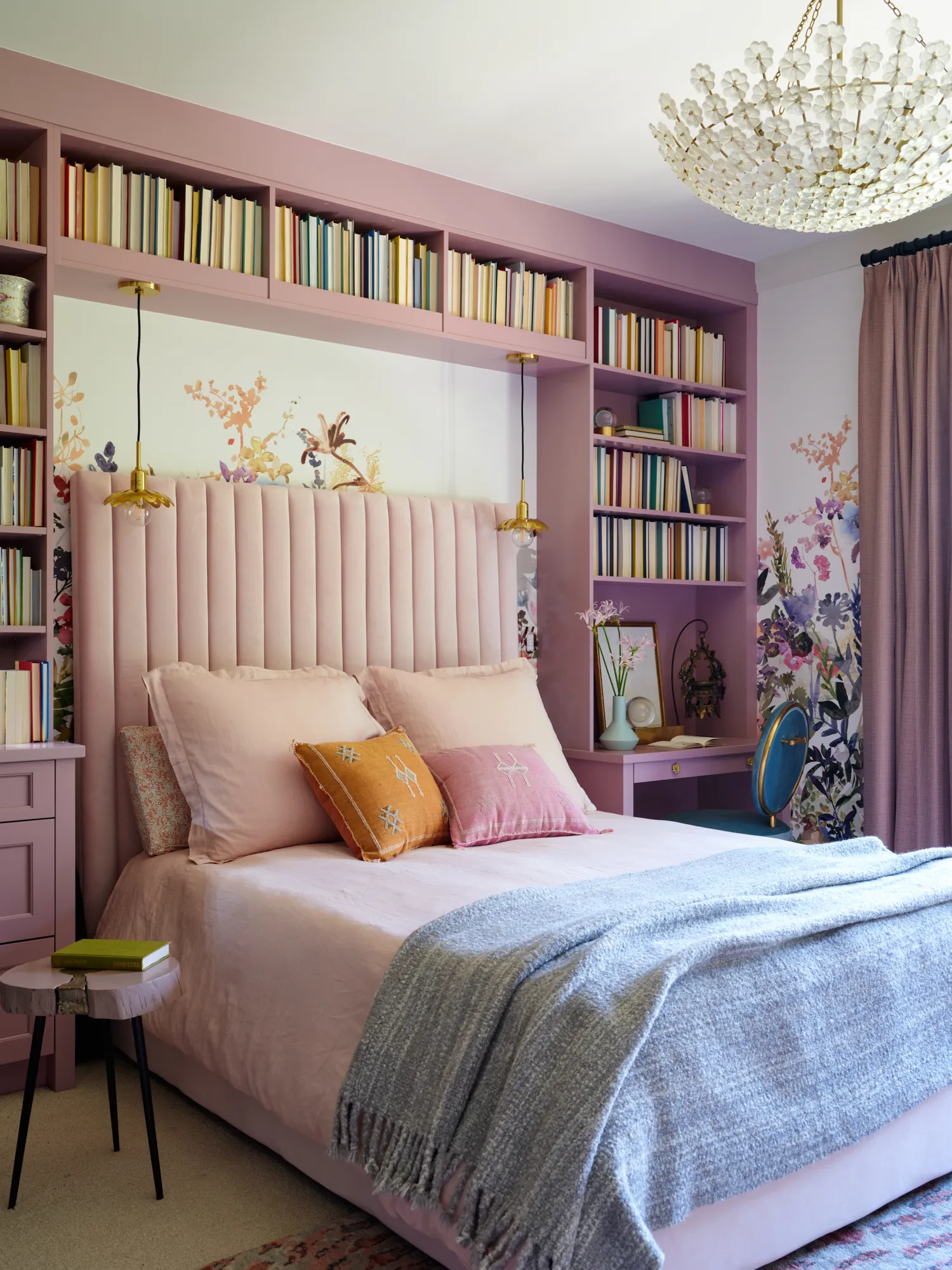 Denver bedroom pink headboard pastel interior design
